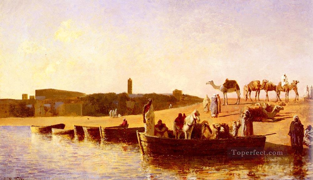 At The River Crossing Arabian Edwin Lord Weeks Oil Paintings